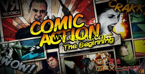 AE模板-漫画分镜头动作电影片头包装 Comic Action - The Beginning的图片1