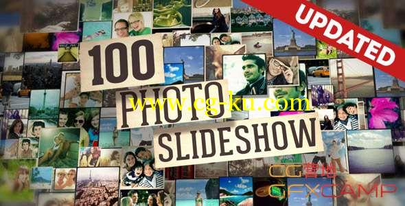 AE模板-100张图片照片墙展示片头 100 Photo Slideshow的图片1