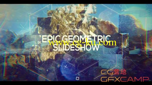 AE模板-大气图形视差扭曲图片展示片头 Epic Geometric Slideshow的图片1