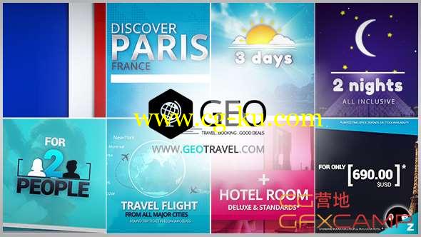 AE模板-旅游宣传促销包装动画 GEO - Travel & Booking Promo Trip Package的图片1
