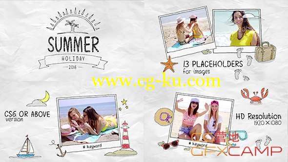 AE模板-卡通手绘夏天旅游相册视频包装 Summer Holidays的图片1