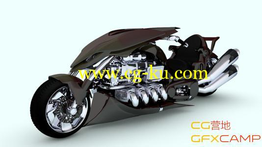 重型摩托C4D模型 Cinema 4D – Shockwave Motorcycle的图片1