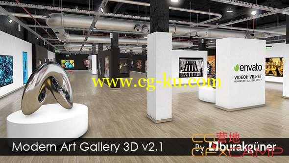 AE模板-三维展厅图片相册展览动画 Modern Art Gallery 3D v2.1的图片1