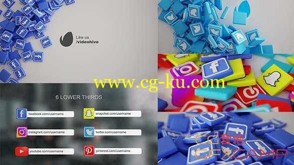 AE模板-三维网络社交片头动画 Social Media Pack 3D的图片1