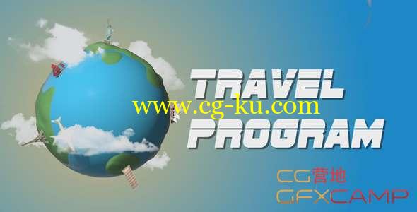 AE模板-卡通地球环绕旅游景点展示动画 Travel Program Broadcast的图片1