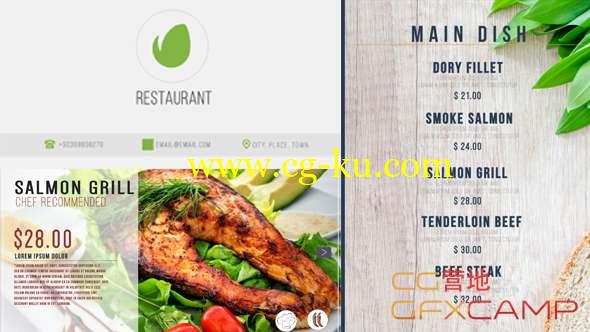 AE模板-餐厅食物介绍宣传片头 Restaurant Digital Food Menu的图片1