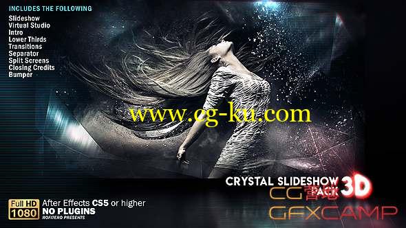 AE模板-玻璃水晶折射图片展示片头 Crystal Slideshow Pack 3D的图片1