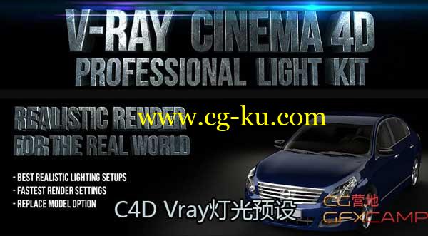 C4D Vray灯光预设 Cinema4dtutorial.net Vray C4d Proffessional Light Kit的图片1
