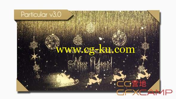 AE模板-金色圣诞节粒子片头 Golden Christmas Wishes的图片1