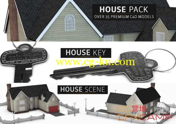 老房子场景物品C4D模型 The Pixel Lab - House Pack For C4D的图片1