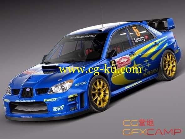 斯巴鲁翼豹汽车3D模型 SQUIR - Subaru Impreza STi WRC 2006(C4D/FBX/OBJ/MAX等格式)的图片1