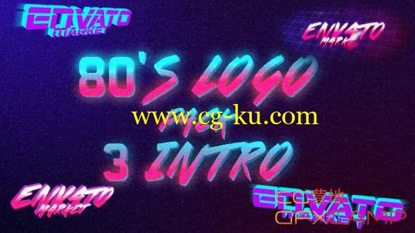 AE模板-80年代复古游戏文字Logo动画 80's Logo Intro Pack 3 in 1的图片1