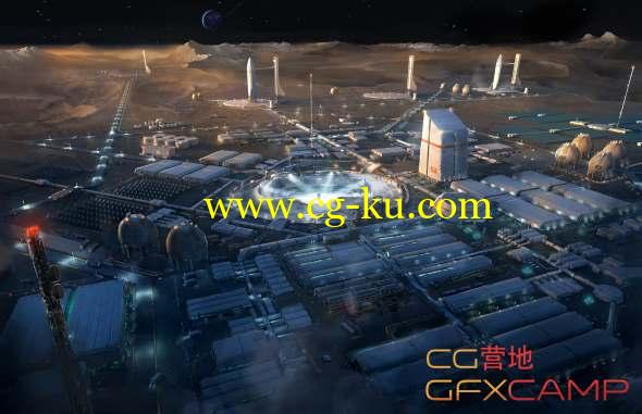 宇宙星球殖民地场景3D模型 Kitbash3D - Space Colony (Maya/Max/FBX/OBJ)的图片1