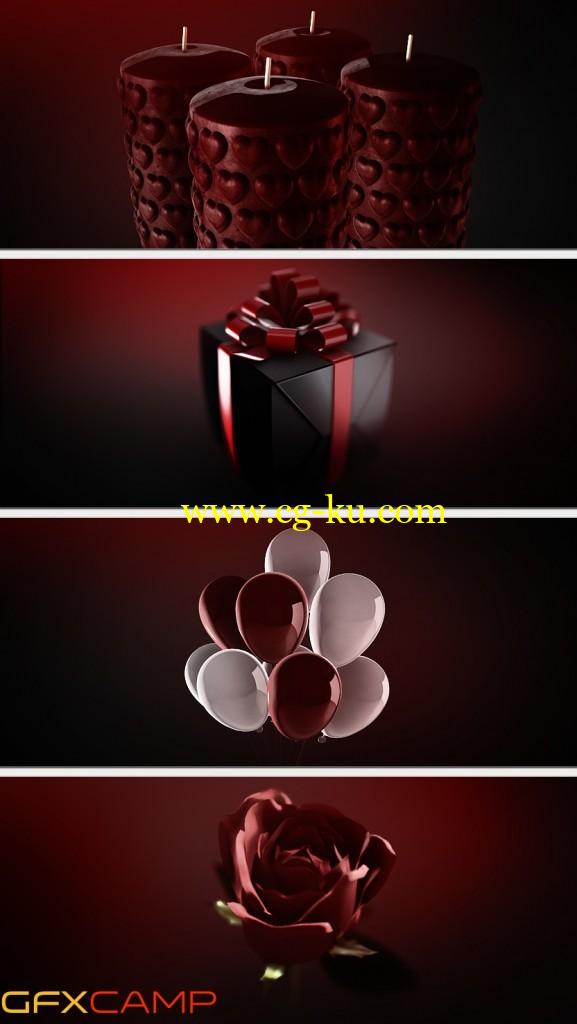 AK免费发布情人节模型包 VideoCopilot Free Valentine’s Day Pack的图片1