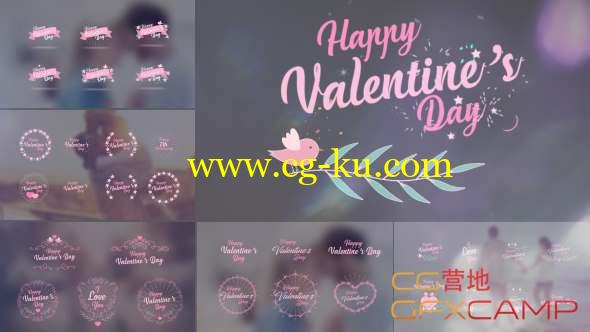 AE模板-情人节浪漫婚礼文字标题动画 Valentine's Day Badge Pack的图片1