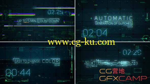 AE模板-高科技文字标题倒计时动画 Hi-Tech Glitches Countdown and Titles的图片1