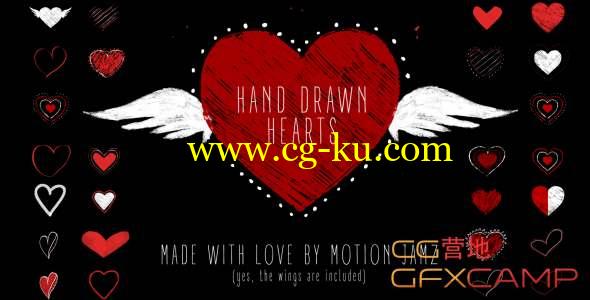 AE模板-卡通手绘心型爱心动画 Hand Drawn Hearts的图片1