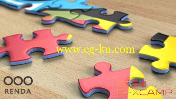 AE模板-三维拼图Logo动画 Jigsaw Puzzle Logo Reveal的图片1