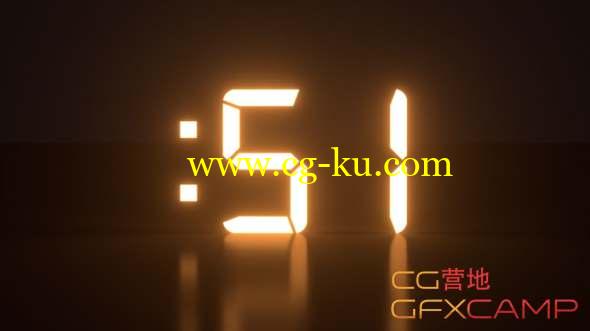 发光数字倒计时C4D教程 Cinema 4D - Creating a Digital Clock Countdown Tutorial的图片1