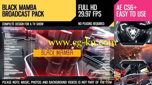 AE模板-三维科技感栏目宣传包装 Black Mamba Broadcast Pack的图片1