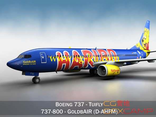 波音飞机3D模型 CubeBrush - Boeing 737-800 GoldbAIR(C4D/FBX/OBJ/3DS/LWO格式)的图片1