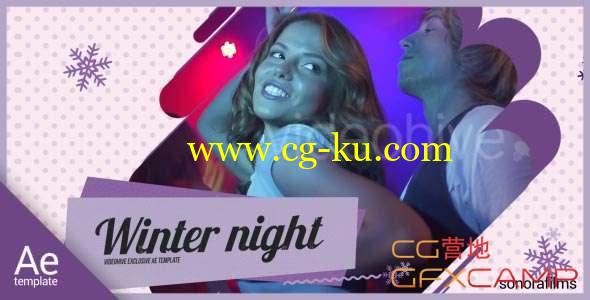 AE模板-紫色冬天时尚视频包装宣传片头 Winter Party的图片1