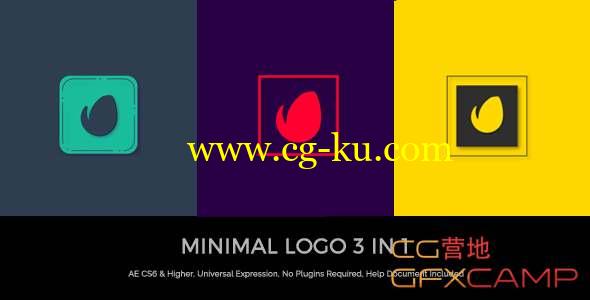 AE模板-扁平化简洁图形Logo动画 Minimal Logo 3 In 1的图片1