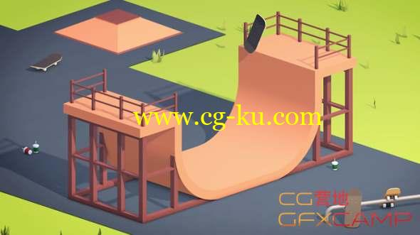 滑板斜坡C4D建模动画教程 Cinema 4D - Skate Park Modeling and Animation Tutorial的图片1