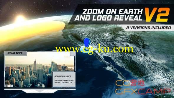 AE模板-聚焦三维地球Logo动画 Zoom On Earth And Logo Reveal V2的图片1