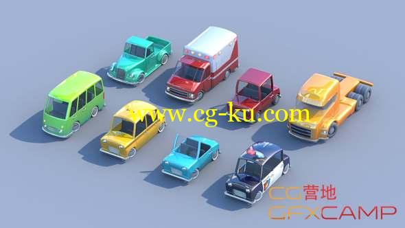 卡通玩具汽车3D模型 Cubebrush - Toycar Pack的图片1