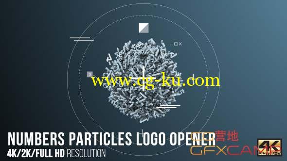 AE模板-三维数字粒子汇聚Logo动画 Numbers Particles Logo Opener的图片1
