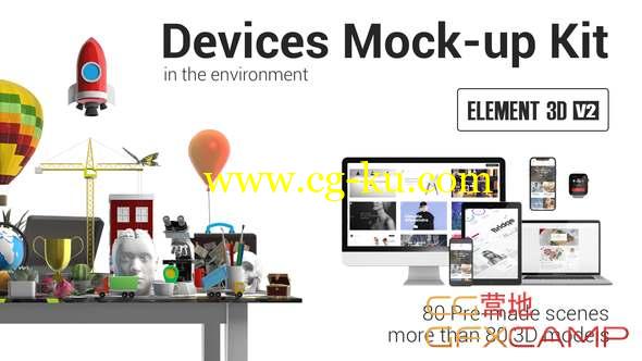 AE模板-三维办公桌场景手机电脑宣传动画 Devices Mock-up Kit in Environment的图片1