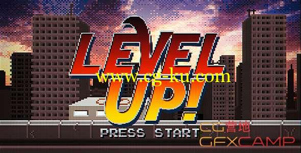 AE模板-8Bit像素游戏动画片头 Level Up的图片1