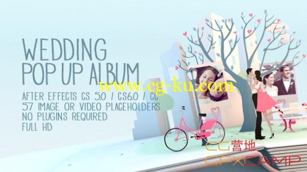 AE模板-翻书立体场景浪漫婚礼 VideoHive Wedding Pop Up Album的图片1