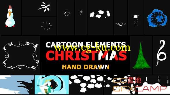 AE模板+PR预设-卡通圣诞节元素转场动画 Cartoon Christmas Elements And Transitions的图片1