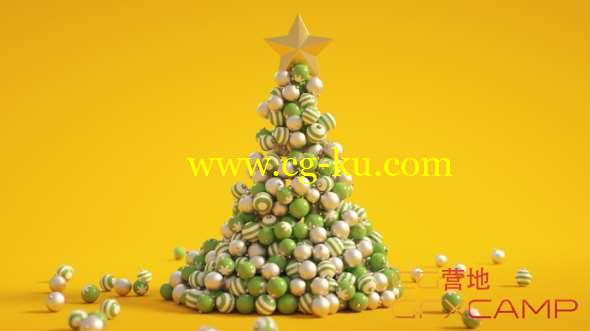 小球汇聚圣诞树动画C4D教程(含工程) Cinema 4D - How to Build an Animated Christmas Tree Tutorial的图片1