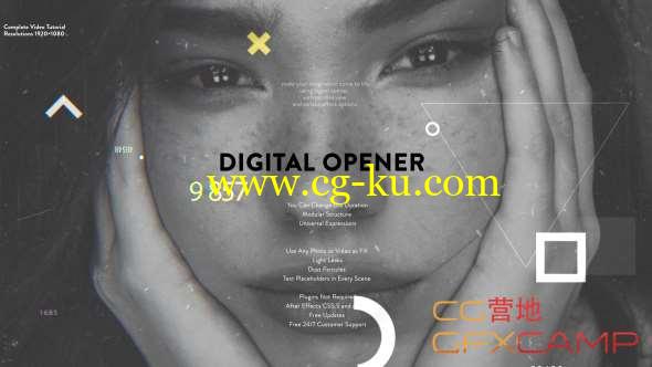 AE模板-科技感图片展示开场 Digital Opener的图片1