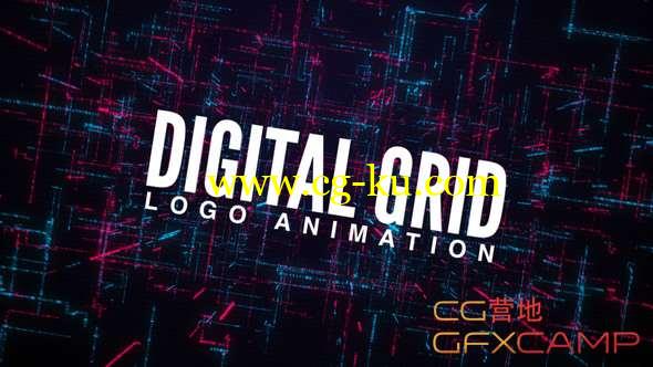 AE模板-科技感网格背景Logo动画 Digital Grid Logo Animation的图片1