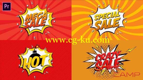 PR预设-漫画卡通对话框气气泡动画 Comic Book Sale Cartoon Essential Graphics的图片1