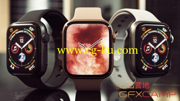 苹果手表3D模型 Cgtrader - Apple Watch Series 4 44mm Aluminum Pack 3D Model Collection的图片1