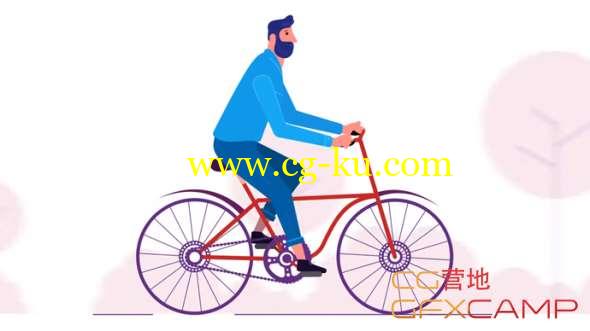 AE人物角色骑自行车MG动画教程 After Effects - Character Cycling, Bicycle Animation的图片1