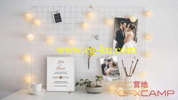 AE模板-实拍桌面婚礼邀请片头 Wedding Invitation Template的图片1