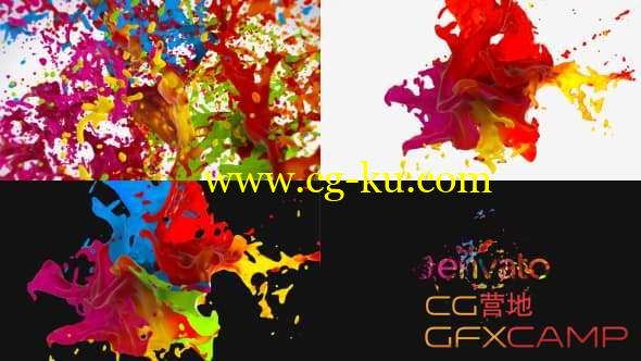 AE模板-液体油漆喷散汇聚Logo动画 Liquid Paint Splash Logo的图片1