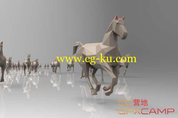 低多边形马3D模型 CGTrader - Low poly running horses - 23pcs posed Low-poly 3D model的图片1