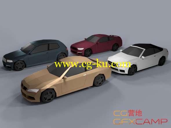 低多边形卡通汽车3D模型 CGTrader - Low Poly Cartoon Cars Low-poly 3D model的图片1