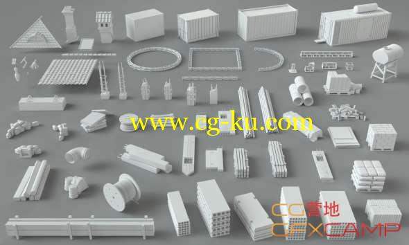 建筑工地相关模组3D模型 CGTrader - Construction Pack- 66 pieces 3D model的图片1