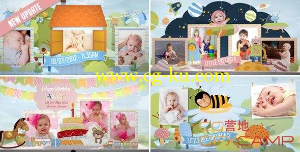 AE模板-卡通儿童婴儿相册照片展示 Hey, I'm Turning One! - Baby Birthday Album的图片1