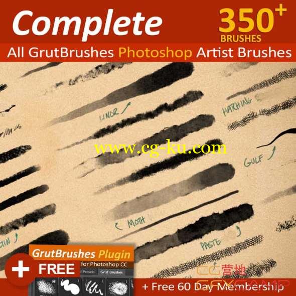 常用艺术PS笔刷合集 GrutBrushes Art Brushes Complete – 350 Photoshop Brushes的图片1