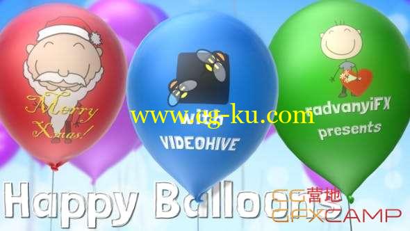 AE模板-卡通可爱气球动画 Happy Balloons的图片1