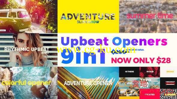 AE模板-节奏感文字图片展示片头 Upbeat Summer Openers - Bundle 9 in 1的图片1